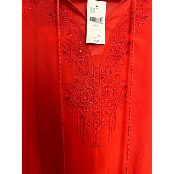 Lane Bryant Orange Boho Blouse Size 14/16 Embellishment - Picture 6 of 9